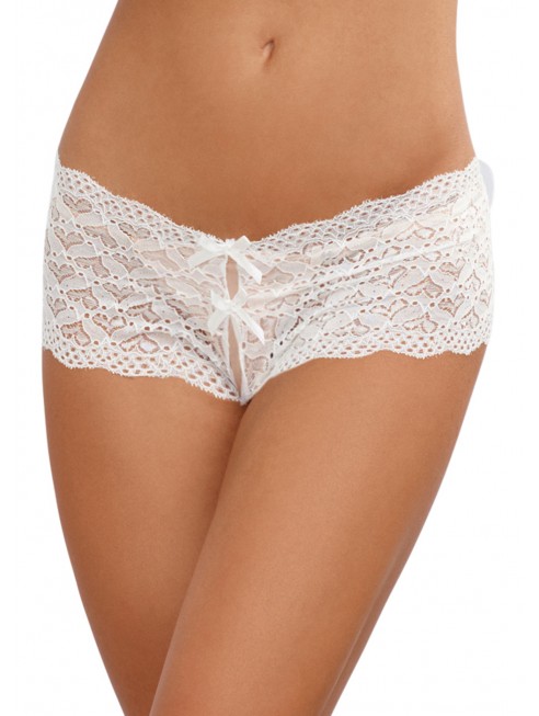 Grossiste dropshipping Shorty blanc de dentelle ouvert et ajouré sur les fesses forme coeur