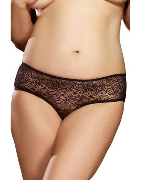 Panty taille basse, ouvert, fronces au dos