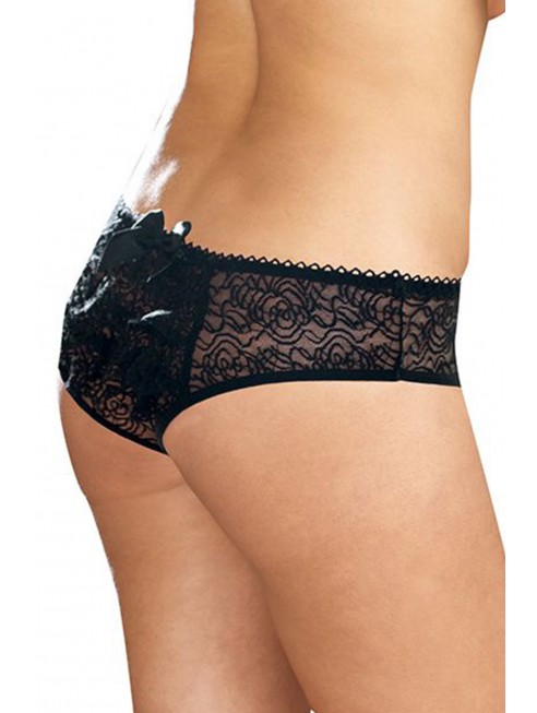 Panty taille basse, ouvert, fronces au dos