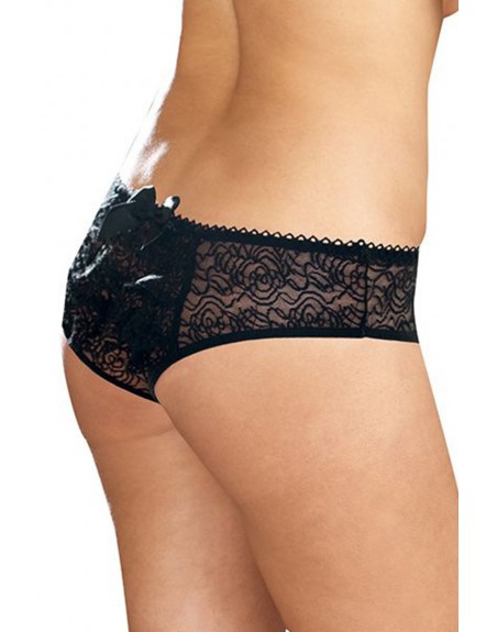 Panty taille basse, ouvert, fronces au dos