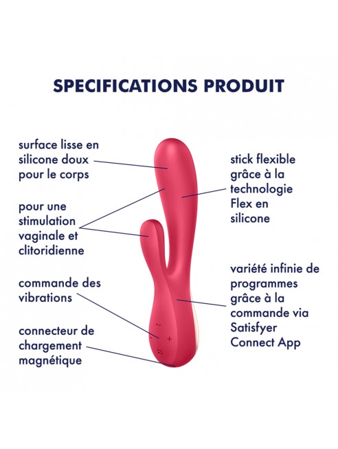 Vibromasseur rabbit blanc connecté Mono Flex Satisfyer - CC5972440020