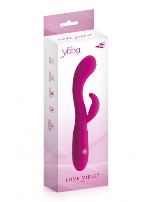 Vibromasseur rabbit Rose USB avec gland stimulant 10 programmes - CC531061YB