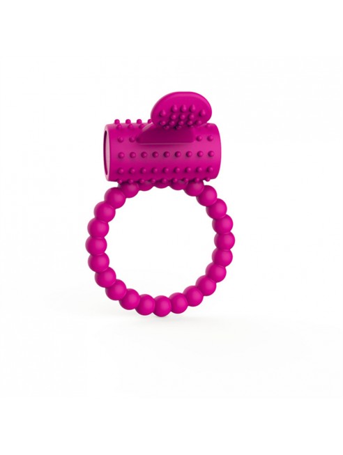 Anneau fuschia vibrant silicone avec langue picot - COR018FUS