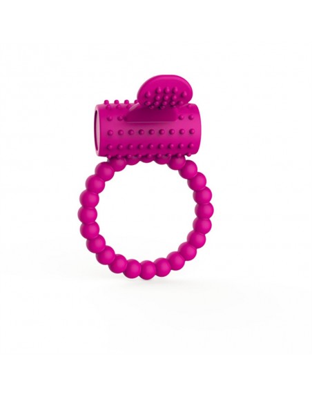 Anneau fuschia vibrant silicone avec langue picot - COR018FUS