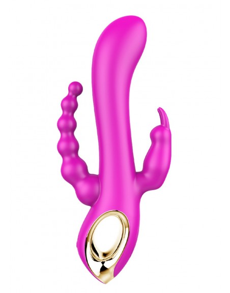 Vibromasseur Rabbit  rose  avec chapelet vibrant - TOZ-024BPNK