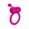 Anneau fuschia vibrant silicone avec langue picot - COR018FUS