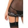 Fournisseur dropshipping Nuisette jarretelles noire maille transparente avec broderie florale et armatures poitrine