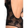 Grossiste dropshipping Body noir transparent florale magnifique dos nu