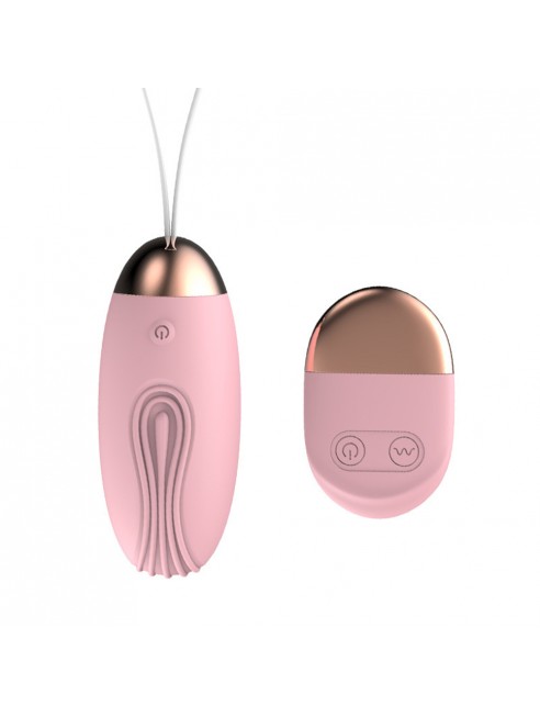 Oeuf vibrant rainuré rose USB avec télécommande - TOD008PNK