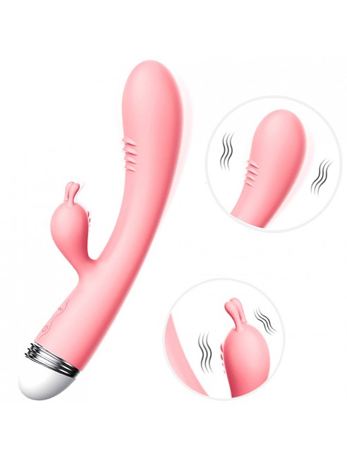 Vibromasseur Rabbit rose vintage 10 vitesse USB - TOZ053BPNK