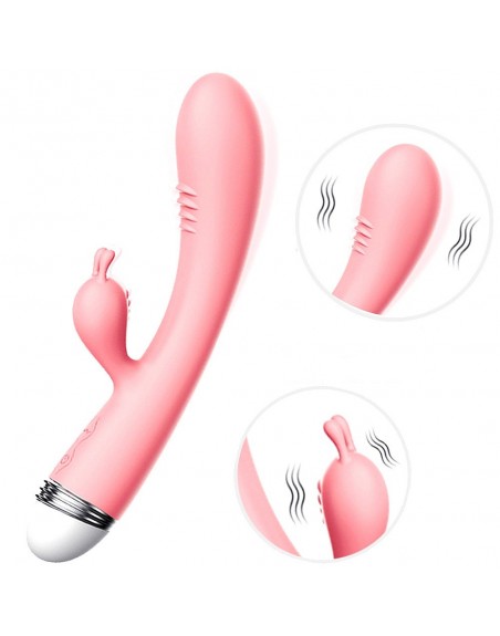 Vibromasseur Rabbit rose vintage 10 vitesse USB - TOZ053BPNK