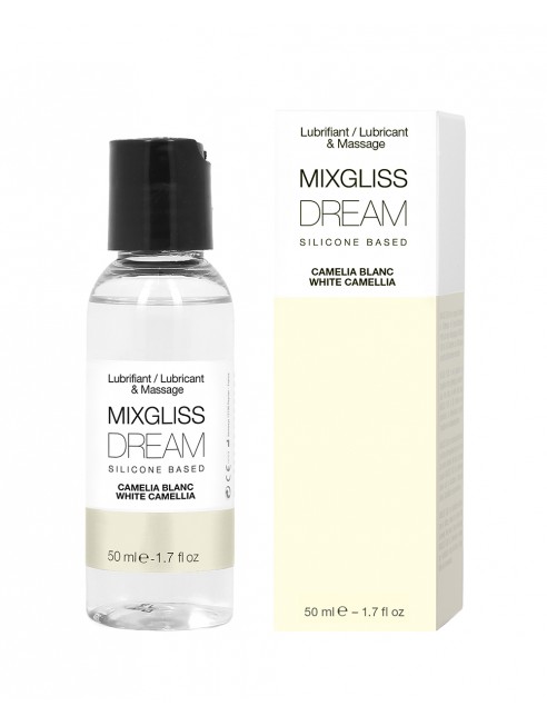 2 en 1 Lubrifiant et huille de massage silicone Mixgliss Dream Camelia blanc 50 ML - MG2528