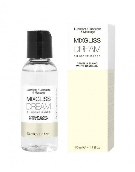 2 en 1 Lubrifiant et huille de massage silicone Mixgliss Dream Camelia blanc 50 ML - MG2528