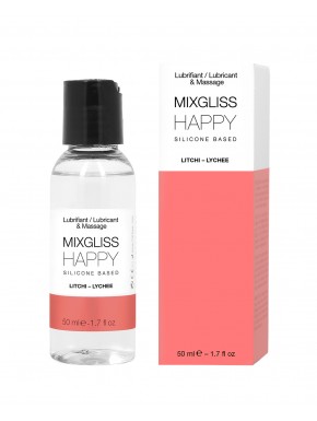 2 en 1 Lubrifiant et huille de massage silicone Mixgliss Happy Litchi 50 ML - MG2535
