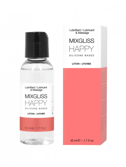 2 en 1 Lubrifiant et huille de massage silicone Mixgliss Happy Litchi 50 ML - MG2535