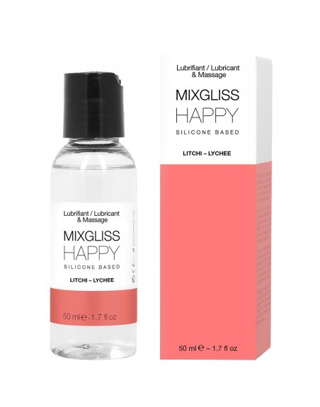 2 en 1 Lubrifiant et huille de massage silicone Mixgliss Happy Litchi 50 ML - MG2535