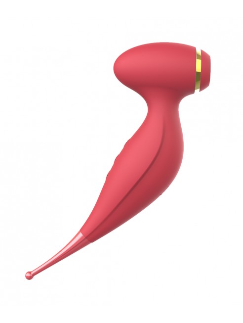 Oiseau du Paradis - Vibromasseur 2 en 1 avec succion et stimulateur rouge - CR-820RED