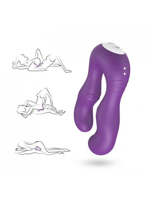 Vibromasseur Violet en forme de U double tête stimulateur point G - USK-V07PUR