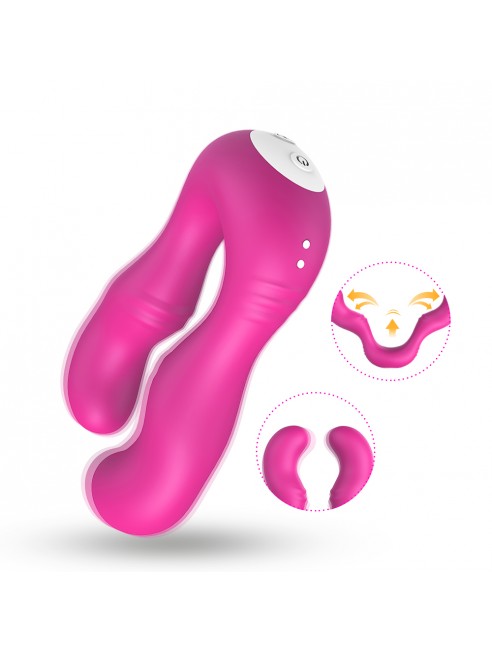 Vibromasseur Rose en forme de U double tête stimulateur point G - USK-07PNK