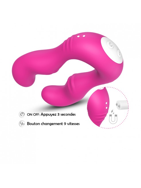 Vibromasseur Rose en forme de U double tête stimulateur point G - USK-07PNK