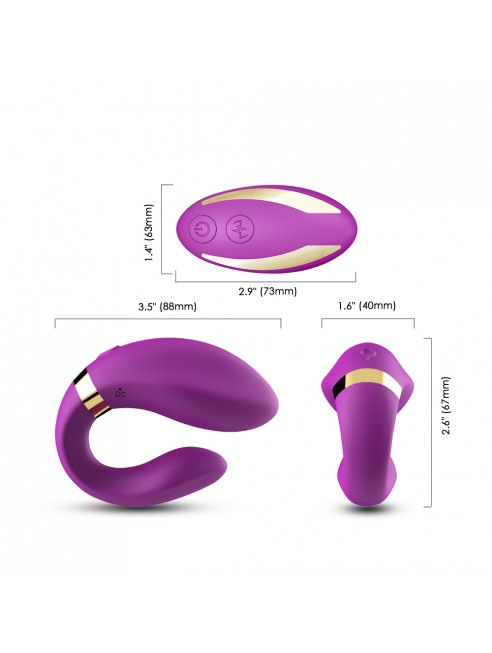 Vibromasseur forme U Violet pour couple avec double moteurs - USK-GZ02PUR