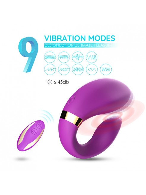 Vibromasseur forme U Violet pour couple avec double moteurs - USK-GZ02PUR