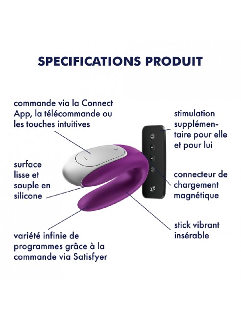 Sextoy de couple vibrant USB connecté Double Fun violet - CC5972560201