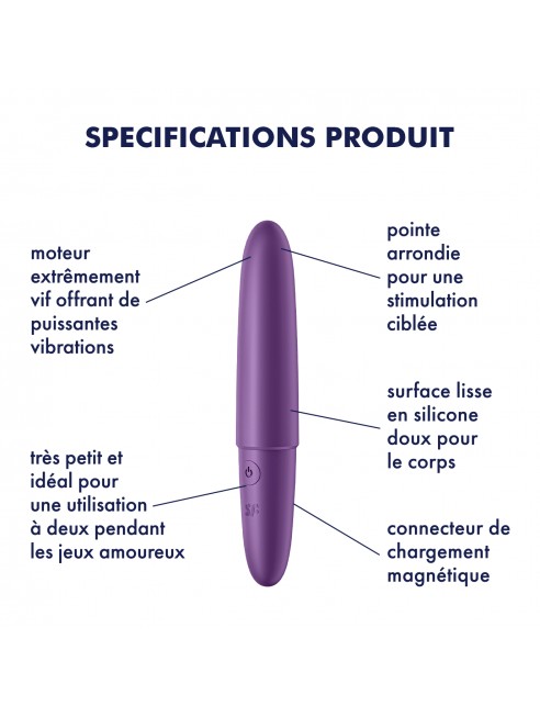 Vibromasseur violet USB Ultra Power Bullet 6 Satisfyer - CC597740