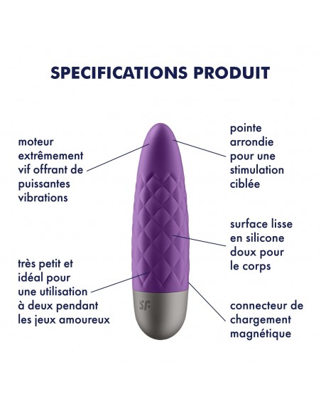 Vibromasseur violet USB Ultra Power Bullet 5 Satisfyer - CC597739