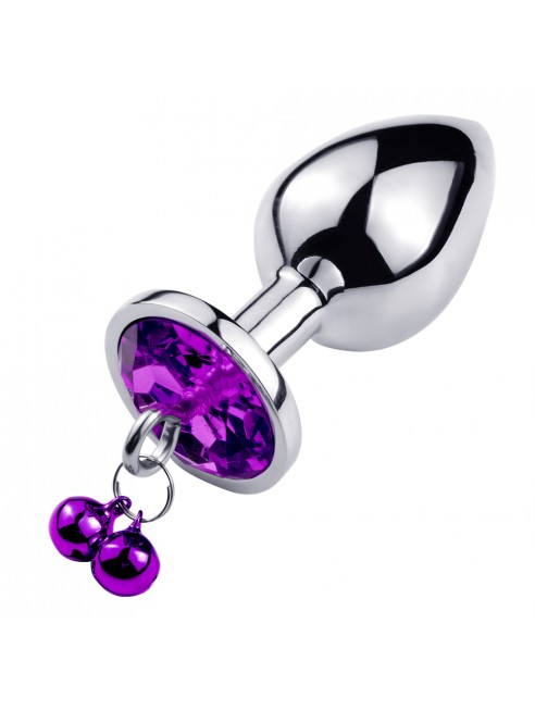 Plug bijou aluminium violet avec clochettes Taille S -  RY-001-A-ZB