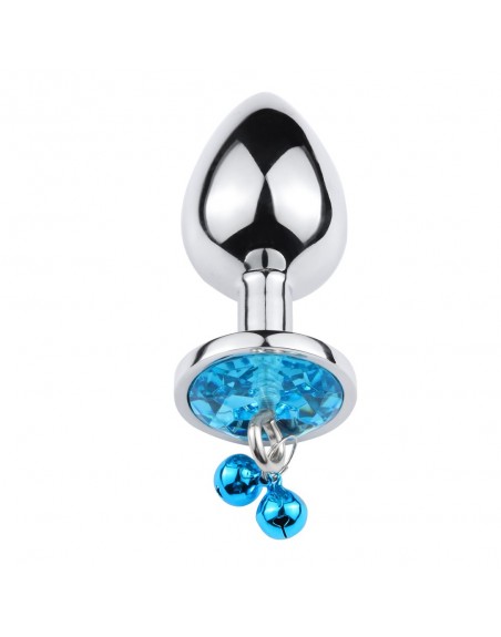 Plug bijou aluminium bleu avec clochettes Taille M -  RY-002-A-ZB