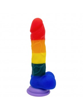 Gode ventouse multicolore réaliste avec testicules - YOJ-064