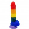 Gode ventouse multicolore réaliste avec testicules - YOJ-064