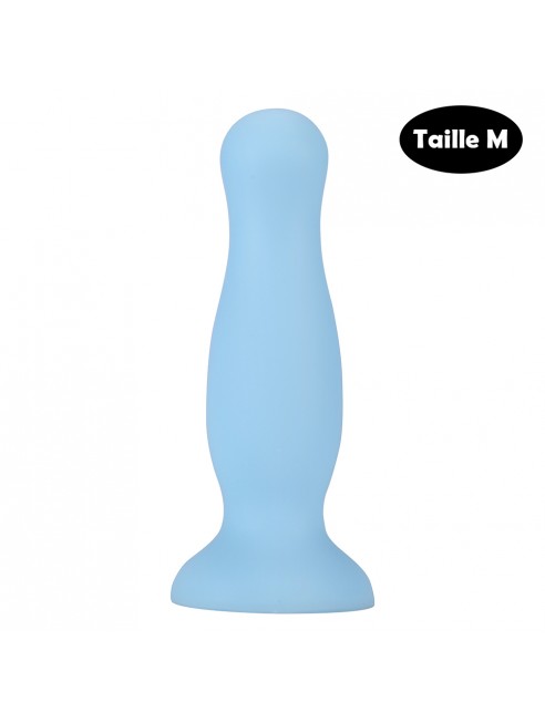 Plug anal ventouse bleu pastel taille M - A-001-M-BLUDT