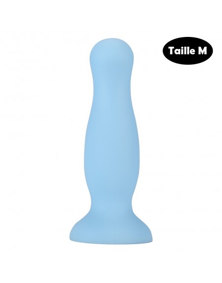 Plug anal ventouse bleu pastel taille M - A-001-M-BLUDT