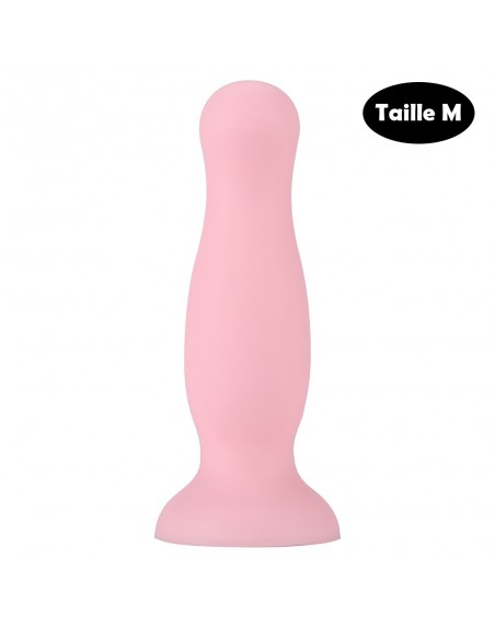 Plug anal ventouse rose pastel taille M - A-001-M-PNKDT