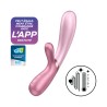 Vibromasseur rabbit rose/vert chauffant USB connecté Hot Lover Satisfyer - CC597746