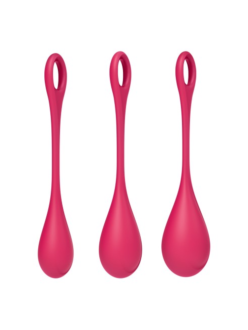 Set de 3 boules de geisha rouge Yoni Power 1 Satisfyer - CC597751