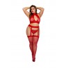 Ensemble, grande taille, rouge 3 pièces Bodystocking - DG0375XRED
