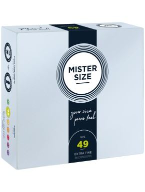 Boite de 36 préservatifs latex avec réservoir, 7 tailles disponibles, Mister Size - MS36