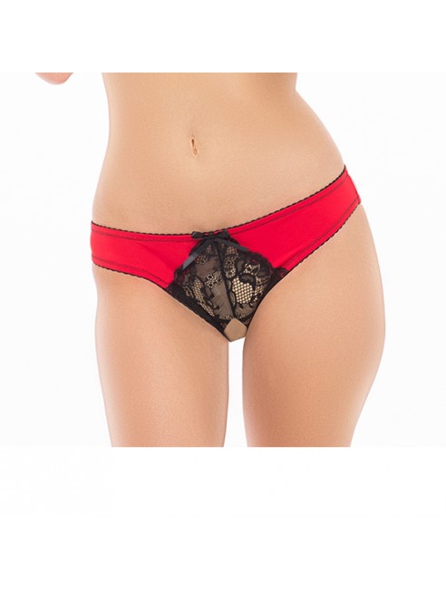 Culotte ouvert noir et rouge - REN1157-RED