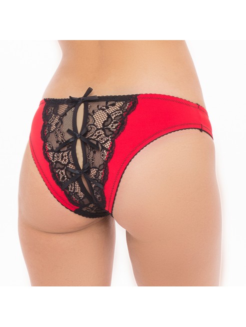 Culotte ouvert noir et rouge - REN1157-RED