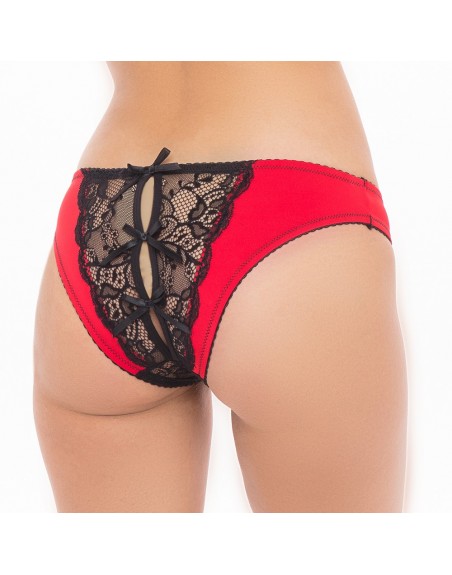 Culotte ouvert noir et rouge - REN1157-RED