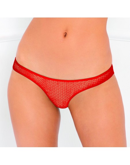 Tanga noir dentelle ouverture sur les fesses - REN1144-RED