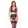 Ensemble 3 pièces noirs en dentelle - REN53023-BLK