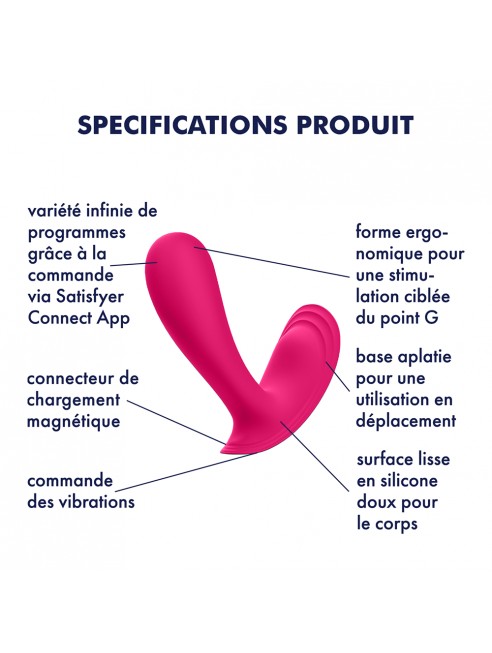 Vibromasseur et stimulateur clitoridien rose connecté Top Secret Satisfyer - CC597753