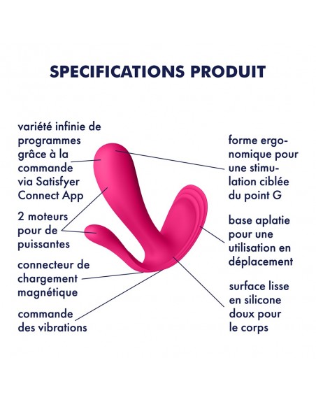 3 en 1 Vibromasseurs et stimulateur clitoridien rose connecté Top Secret + Satisfyer - CC597755