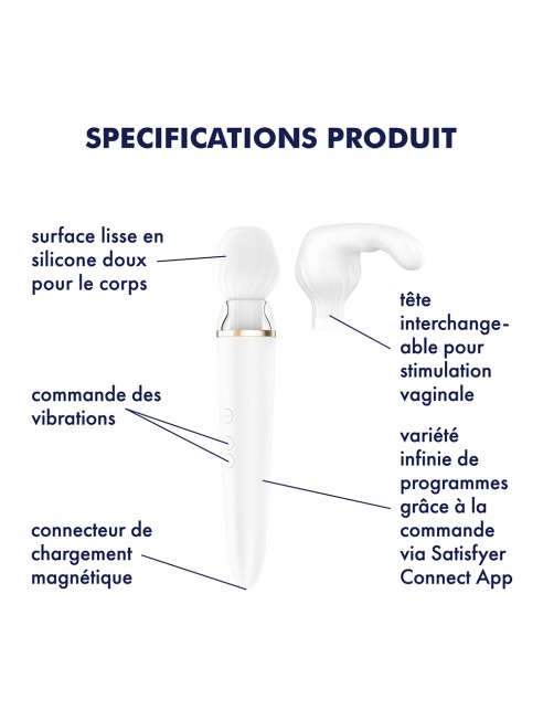 Double wand blanc connecté USB Double Wand-er Satisfyer - CC597556