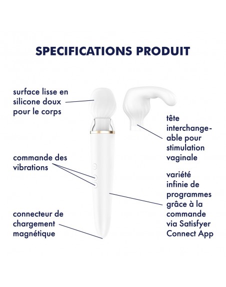 Double wand blanc connecté USB Double Wand-er Satisfyer - CC597556