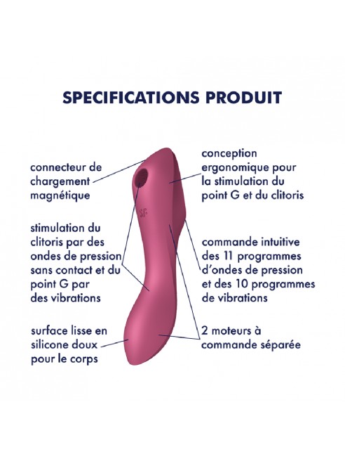 2 en 1 Stimulateur de clitoris et vibromasseur Curvy Trinity 3 rouge Satisfyer - CC597772